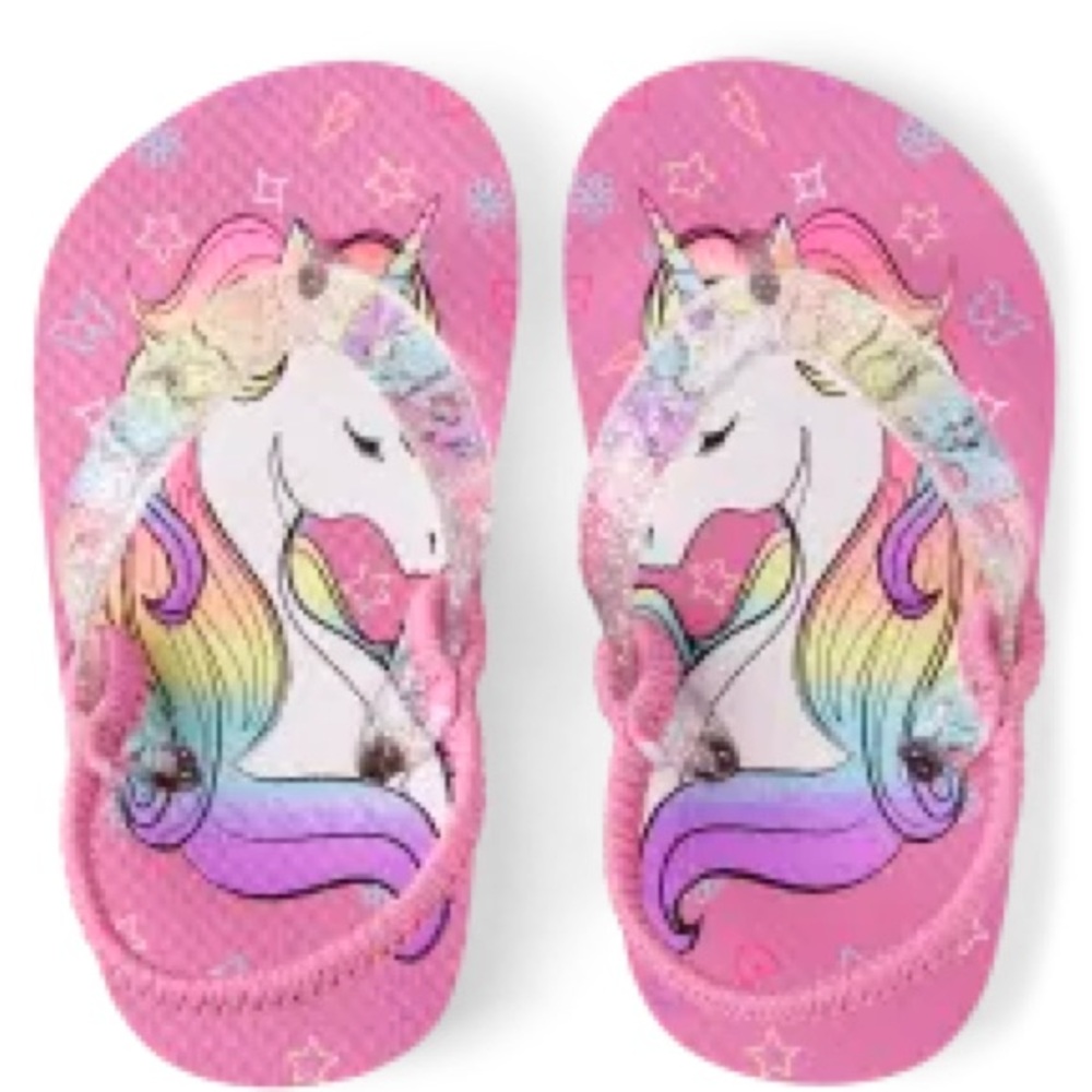 The Children's Place Pink Unicorn Flip Flops